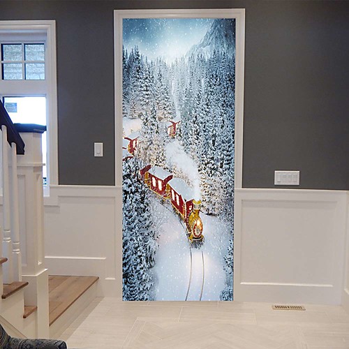 

Christmas Self-adhesive Creative Door Stickers Living Room Diy Decoration Home Waterproof Wall Stickers