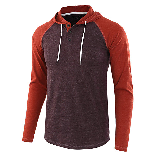 

men's casual long sleeve raglan lightweight henley athletic henley jersey hoodie shirt, dark red, small