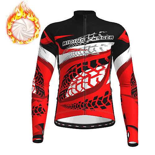 

21Grams Men's Long Sleeve Cycling Jersey Winter Fleece Red Blue Orange Bike Jersey Top Mountain Bike MTB Road Bike Cycling Fleece Lining Breathable Warm Sports Clothing Apparel / Stretchy / Quick Dry