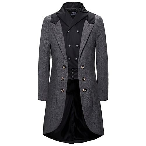 

Plague Doctor Retro Vintage Punk & Gothic Steampunk 17th Century Coat Masquerade Tuxedo Trench Coat Men's Costume Gray Vintage Cosplay Halloween Masquerade Long Sleeve