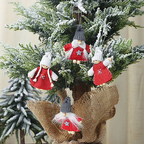 

2pcs Christmas Decorations Wooden Bead Foot Puppet Pendant Mini Doll Pendant Creative Elderly Pendant Front