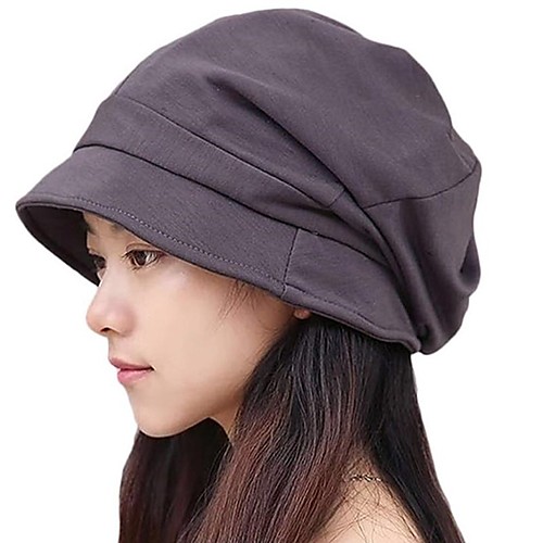 

Women's Hiking Cap Beanie Hat 1 PCS Winter Outdoor Thermal Warm Skull Cap Beanie Solid Color Woolen Cloth Black Grey Coffee for Hunting Fishing Climbing