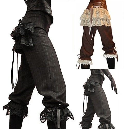 

Knight Ritter Outlander Punk & Gothic Medieval Renaissance 17th Century Pants Masquerade Women's Costume Black / Brown Vintage Cosplay Party Halloween