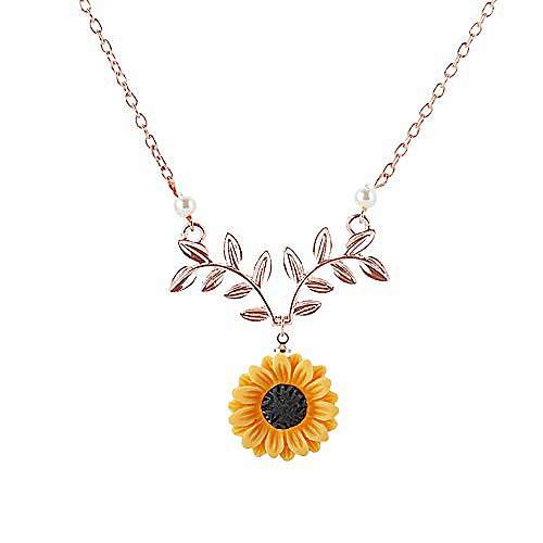 

gold-color hope flowers sunflower clavicular bones pendant short yellow daisy flower necklace romantic gift