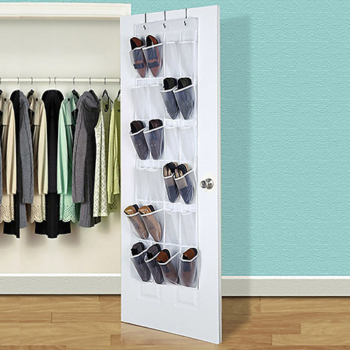 

24 Pocket Clear Hanging Shoe Organizer Bathroom Holder Storage Base Living Room Rack Hanger Sorting PVC Door Bag