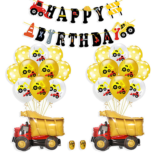 

Party Balloons 25 pcs Truck Happy Birthday Party Supplies Latex Balloons Banner Boys and Girls Party Birthday Decoration 12 Inch for Party Favors Supplies or Home Decoration