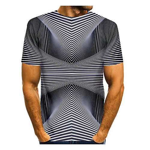 

Men's T shirt 3D Print Graphic Abstract 3D Print Short Sleeve Daily Tops Black / White