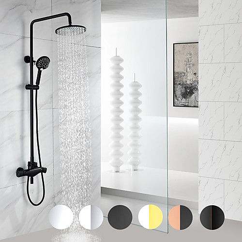 

Shower System / Rainfall Shower Head System Set - 6 Colors Handshower Included Rainfall Shower Contemporary Electroplated Mount Outside Ceramic Valve Bath Shower Mixer Taps