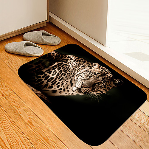 

Black Spot Leopard Digital Printing Floor Mat Modern Bath Mats Nonwoven / Memory Foam Novelty Bathroom