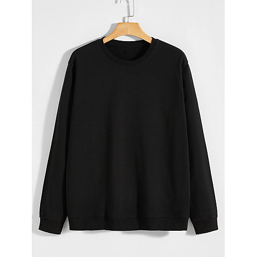 

Men's Pullover Sweatshirt Solid Color Round Neck Basic Hoodies Sweatshirts Long Sleeve Black Wine