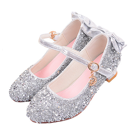 

Girls' Heels Moccasin Flower Girl Shoes Princess Shoes Patent Leather PU Little Kids(4-7ys) Big Kids(7years ) Daily Party & Evening Walking Shoes Rhinestone Sparkling Glitter Buckle Pink Silver Fall