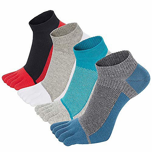 

men's toe socks cotton crew five fingers socks women low cut running athletic socks 4 pairs size 7-10