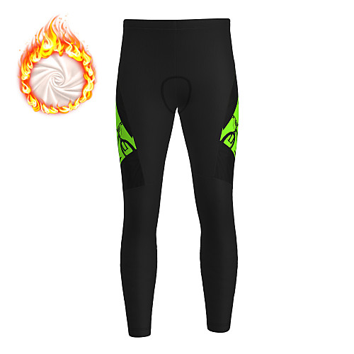 

21Grams Men's Cycling Tights Cycling Pants Winter Fleece Bike Tights Padded Shorts / Chamois Pants Fleece Lining Breathable Warm Sports Green Mountain Bike MTB Road Bike Cycling Clothing Apparel Bike