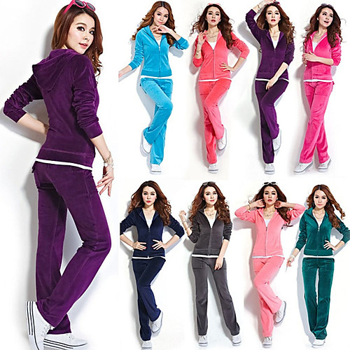 

Women's 2 Piece Full Zip Tracksuit Sweatsuit Casual Athleisure Long Sleeve Winter Velour Thermal Warm Breathable Softness Yoga Fitness Pilates Running Jogging Sportswear Solid Colored Plus Size