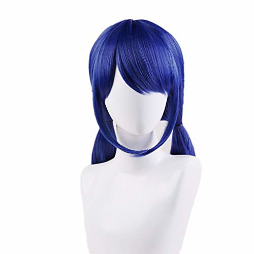 

short blue synthetic cosplay wig with double ponytails for girls