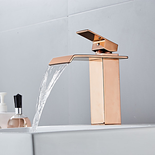 

Bathroom Sink Faucet - Waterfall Electroplated Centerset Single Handle One HoleBath Taps