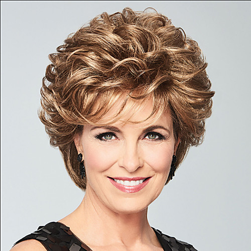 

Synthetic Wig Curly Layered Haircut Wig Short Brown Synthetic Hair Women's Fashionable Design Exquisite Fluffy Brown