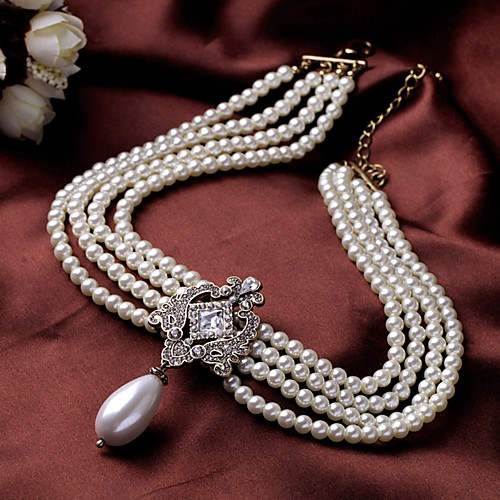 

Women's Pearl Necklace Classic Imitation Pearl White 408 cm Necklace Jewelry 1pc For Formal Festival