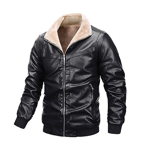

Men's Solid Colored Fall & Winter Jacket Regular Daily Coat Tops Black