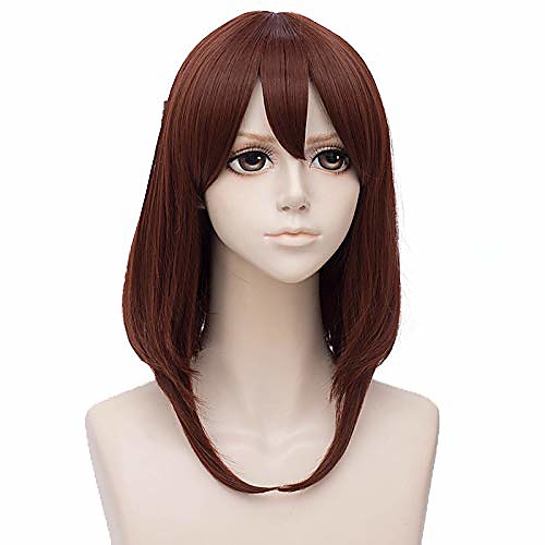 

max beauty anime cosplay short curly straight wig with bangs bun for my hero academia