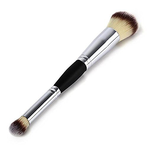 

double-ended makeup brushes face contour blush eyeshadow powder foundation cosmetic tool silver