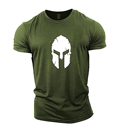 

mens bodybuilding t-shirt - spartan helmet - gym training top green