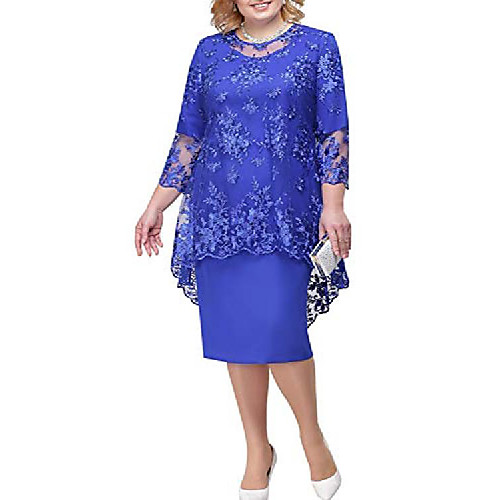 

women lace mother of the bride dress long sleeve royal blue 14w