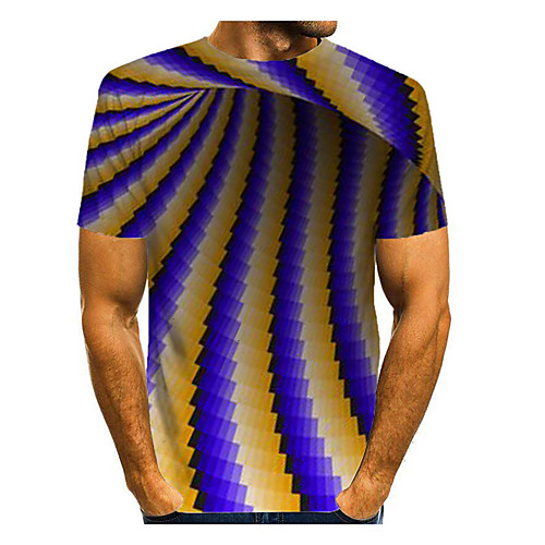 

Men's T shirt 3D Print Graphic Abstract 3D Print Short Sleeve Daily Tops Blue