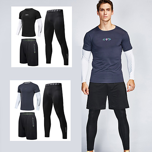 

Men's Seamless Activewear Set Athletic Athleisure Long Sleeve 3pcs Winter Front Zipper Elastane Breathable Quick Dry Moisture Wicking Fitness Gym Workout Running Active Training Jogging Sportswear