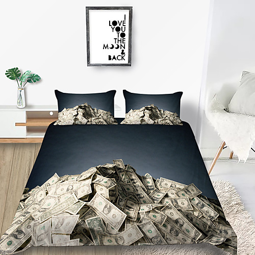 

3D Vision Million dollars Print 3-Piece Duvet Cover Set Hotel Bedding Sets Comforter Cover with Soft Lightweight Microfiber(Include 1 Duvet Cover and 1or 2 Pillowcases)