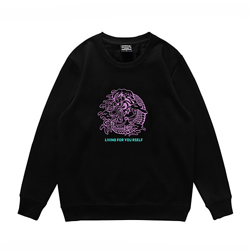 

Men's Pullover Sweatshirt Print Slogan Daily Casual Hoodies Sweatshirts Black