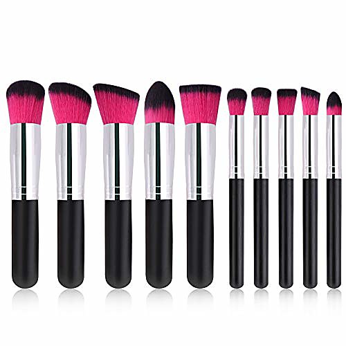 

10 pcs mini sized makeup brushes set red,bold handle,foundation powder concealers eye shadows face cosmetics makeup brush tools kit