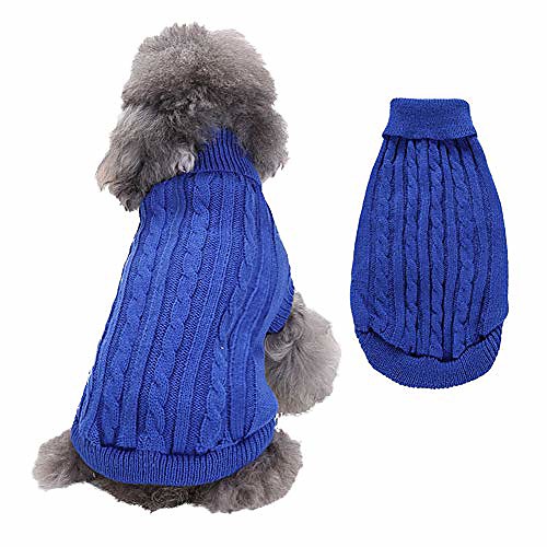 

turtleneck dog sweater small dog sweaters knitwear warm pet sweater clothes for fall winter coat puppy clothing doggie sweater apparel for cold weather,dark blue,xxxl