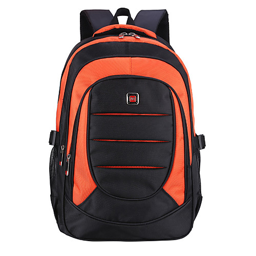 

Unisex Polyester School Bag Functional Backpack Large Capacity Waterproof Zipper Solid Color School Daily Backpack Black Red Orange