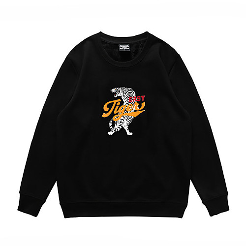 

Men's Pullover Sweatshirt Print Slogan Round Neck Daily Casual Hoodies Sweatshirts Long Sleeve Black