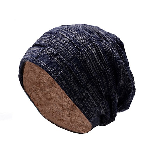 

Men's Hiking Cap Beanie Hat 1 PCS Winter Outdoor Breathable Warm Soft Heat Retaining Skull Cap Beanie Solid Color Woolen Cloth Black Burgundy Grey for Hunting Ski / Snowboard Fishing