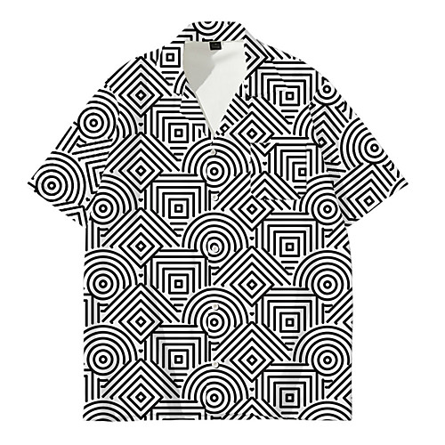 

Men's Shirt 3D Print Graphic Print Short Sleeve Daily Tops Vintage White Black Blushing Pink