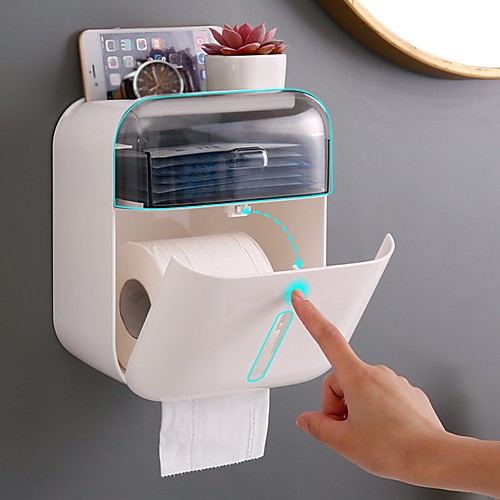 

Toilet Tissue Box Home Punch-Free Creative Waterproof Double Warehouse Tissue Box Rack Bathroom Tray