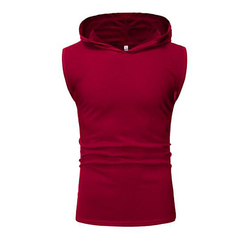 

mens slim fit thin super lightweight sleeveless hoodie with kanga pocket/dcf015-burgundy-3xl