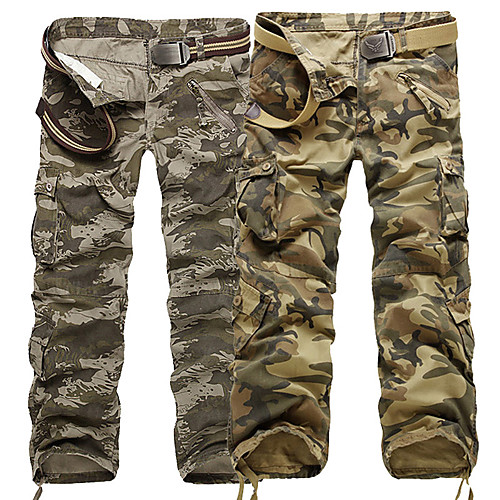 

Men's Hiking Pants Trousers Hiking Cargo Pants Camo Summer Outdoor Breathable Ventilation Soft Comfortable Cotton Pants / Trousers Yellow Camouflage Hunting Fishing Climbing 28 29 30 31 32