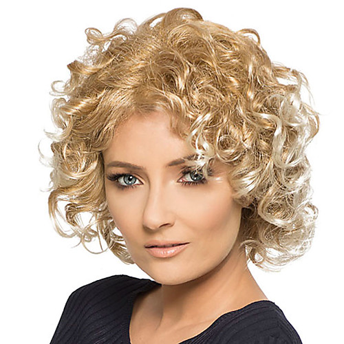 

Synthetic Wig Curly Deep Curly With Bangs Wig Short Light golden Light Blonde Light Brown Wine Red Synthetic Hair Women's Fashionable Design Party Classic Blonde Burgundy