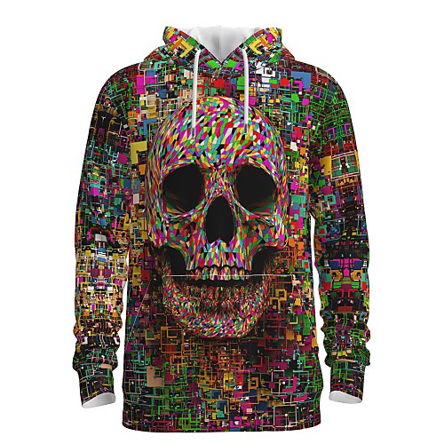 

Men's Halloween Pullover Hoodie Sweatshirt 3D Graphic Skull Front Pocket Hooded 3D Print Halloween Hoodies Sweatshirts Long Sleeve Rainbow