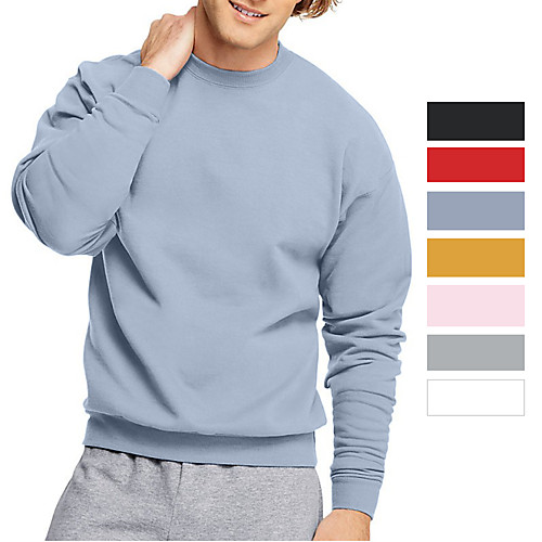 

Men's Sweatshirt Pullover Black White Blue Pink Oversized Crew Neck Solid Color Cool Sport Athleisure Sweatshirt Top Long Sleeve Warm Soft Comfortable Everyday Use Causal Exercising General Use
