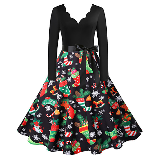 

Santa Claus Christmas Dress Women's Adults' Leisure Christmas Christmas Polyester Dress