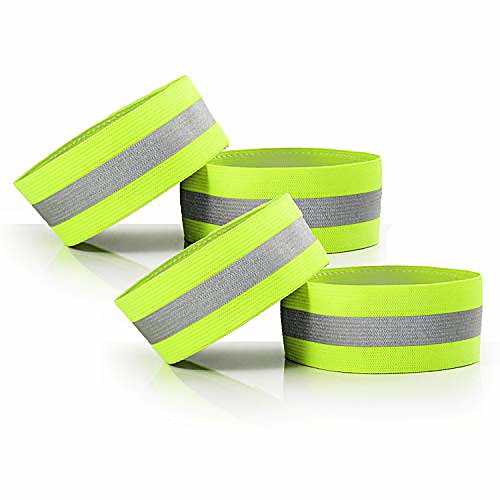 

adjustable elastic lightweight high visibility reflective wristbands, arm wrist ankle leg bands, bike pants cuff straps, for running, walking, jogging,cycling,motorcycle(green,4 pack)