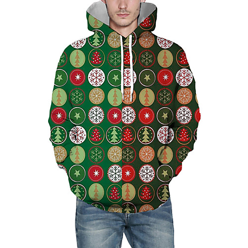 

Men's Pullover Hoodie Sweatshirt Print Graphic 3D Christmas Daily 3D Print Christmas Hoodies Sweatshirts Green