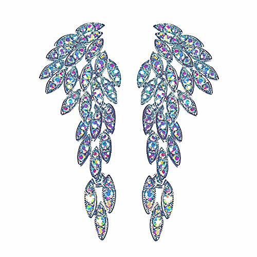 

aurora borealis angel wings eagle wings rhinestone retro statement earrings dangling earrings wedding bridal prom chandelier long drop earrings for women (aurora borealis)