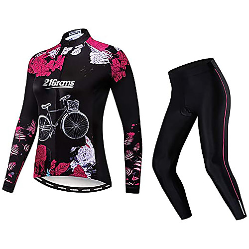 

21Grams Women's Long Sleeve Cycling Jersey with Tights Winter Fleece Black Bike Breathable Warm Quick Dry Sports Graphic Mountain Bike MTB Road Bike Cycling Clothing Apparel / Stretchy / Athletic
