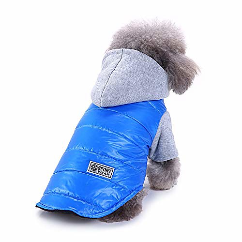 

puppy spring outerwear two-legged coat pet dog clothes hooded cotton jacket pullover small doggie cat sport apparel (sky blue, s)