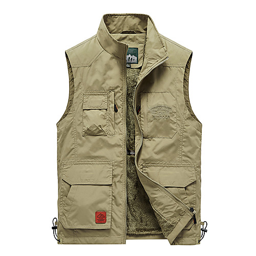 

Men's Hiking Jacket Hiking Vest / Gilet Fishing Vest Winter Outdoor Solid Color Thermal Warm Lightweight Windproof Fleece Lining Top SBS Zipper Hunting Fishing Climbing Black Army Green Grey Khaki